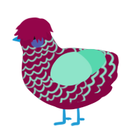 A maroon and mint chicken with a lace pattern