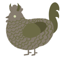 Gargoyle, a grey and olive chicken with a lace pattern