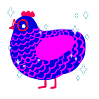 A navy and orchid chicken with a lace pattern