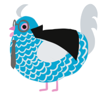 Chicken in a Suit, a cerulean and mist chicken with a lace pattern