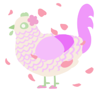 如月, a cream and lavender chicken with a lace pattern