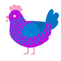 A amethyst and sapphire chicken with a lace pattern