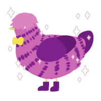 A orchid and violet chicken with a bar pattern
