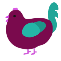 A wine and turquoise chicken