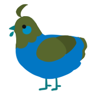 A sapphire and olive chicken with a head pattern