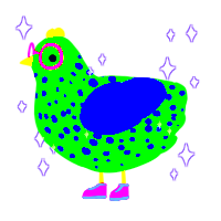 A amethyst and lemon chicken with a speckle pattern