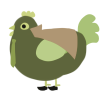 Detective Aaron, a olive and grass chicken