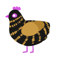 A sable and gold chicken with a bar pattern