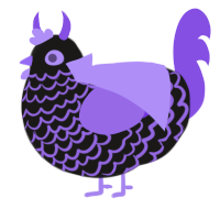 A sable and blurple chicken with a lace pattern