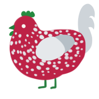 A crimson and mist chicken with a speckle pattern