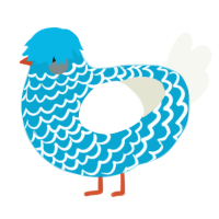 Ceramic Vase, a cerulean and white chicken with a lace pattern