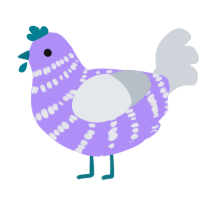 A lilac and mist chicken with a bar pattern