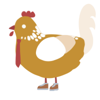 don quixote, a gold and cream chicken with a neck-speckle pattern