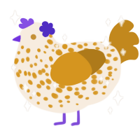 A cream and ochre chicken with a speckle pattern