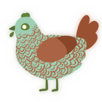 sewage, a aqua and red chicken with a double-lace pattern