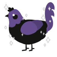 A black and overcast chicken with a head pattern