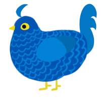 OH LWM, a ultramarine and sapphire chicken with a lace pattern