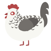 The Originator, a white and grey chicken with a half-lace pattern