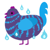 Plum, a overcast and sky chicken with a bar pattern