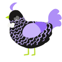 Zaggle, a sable and lilac chicken with a lace pattern