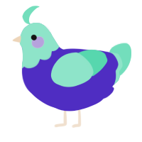 Baby, a indigo and mint chicken with a head pattern