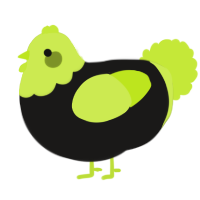 A sable and lime chicken with a head pattern