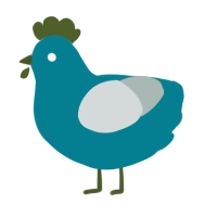 A sea and silver chicken