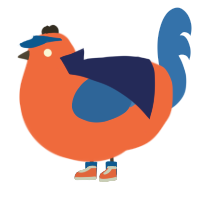 A cerulean and orange chicken