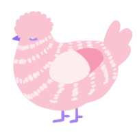 A rose chicken with a bar pattern