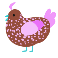 A russet and lavender chicken with a speckle pattern