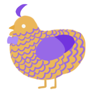 A honey and blurple chicken with a lace pattern