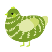 A chartreuse and lemon chicken with a bar pattern