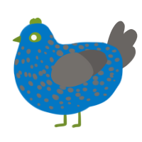 A sapphire and grey chicken with a speckle pattern