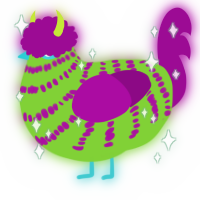 A grass and plum chicken with a bar pattern