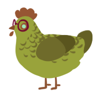Hoks, a chartreuse and olive chicken with a half-lace pattern
