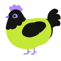 A lime and black chicken with a head pattern