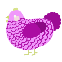 A lavender and plum chicken with a lace pattern