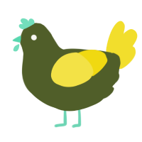 A olive and yellow chicken