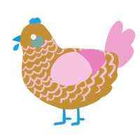 A gold and pink chicken with a lace pattern