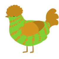 A grass and ochre chicken with a bar pattern