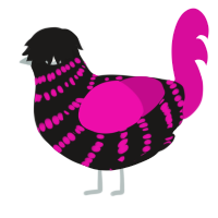 A sable and fuchsia chicken with a bar pattern