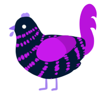 A tumblr and amethyst chicken with a bar pattern