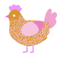 Soft Candy, a orange and pink chicken with a double-lace pattern