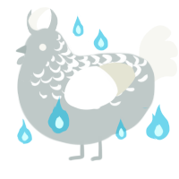 Haunted, a silver and white chicken with a half-lace pattern