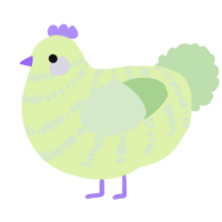 A apple and gluppy chicken with a bar pattern