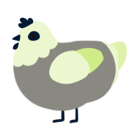 A ash and apple chicken with a head pattern