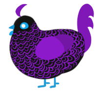 Amethyst, a black and violet chicken with a double-lace pattern