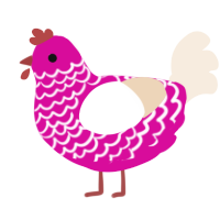 A fuchsia and cream chicken with a lace pattern