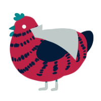 Hot Potato, a crimson and tumblr chicken with a bar pattern