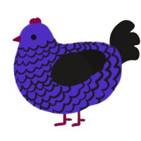 A indigo and sable chicken with a lace pattern